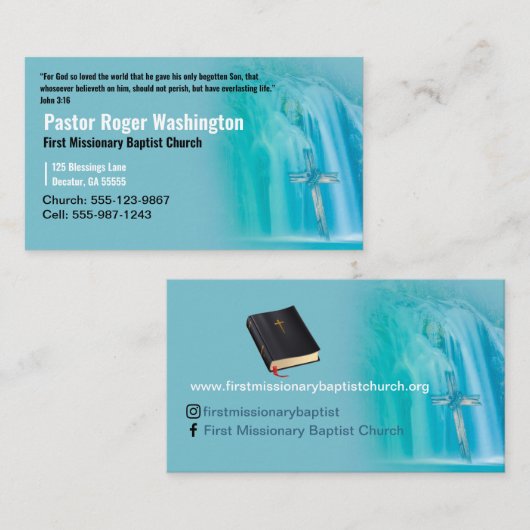 Deacon Cross Waterfall Church Business C Visitekaartje (Voorkant / Achterkant)