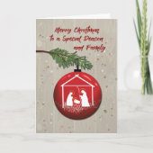 Deacon en Familie kerstversiering met Manger Kaart (Voorkant)