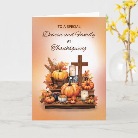 Deacon en Familie Thanksgiving met Cross Kaart (Gele Bloem)