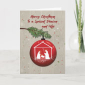 Deacon en Wife kerstversiering met Manger Kaart (Voorkant)