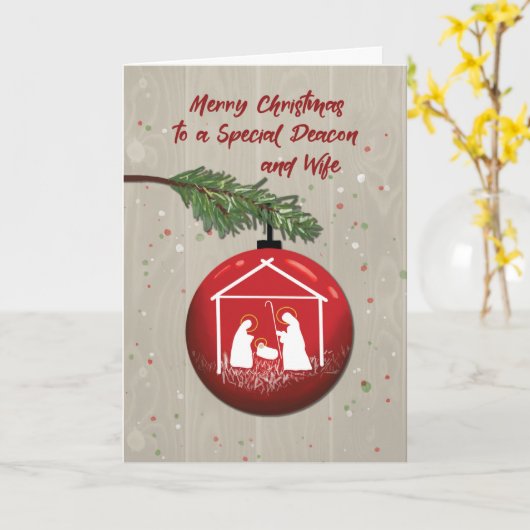 Deacon en Wife kerstversiering met Manger Kaart (Gele Bloem)