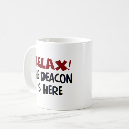 deacon is hier koffie - mok (Voorkant links)