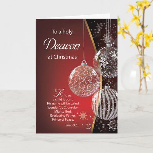 Deacon Kerst Bijbel Quote Ornamenten Kaart (Gele Bloem)