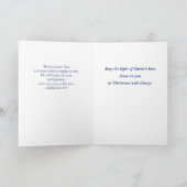 Deacon Kerstmis Zegeningen Manger op Blauw Kaart (Binnen)