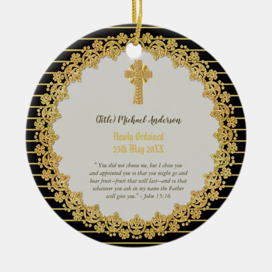 DEACON, onlangs besteld Verse Gift Herdenking Keramisch Ornament (Voorkant)