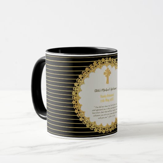 DEACON, onlangs besteld Verse Gift Herdenking Mok (Voorkant links)