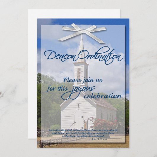 Deacon Ordination Invitation Kaart (Voorkant / Achterkant)