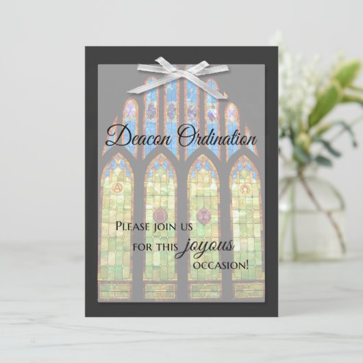 Deacon Ordination Invitation - Stain Glass Kaart (Staand voorkant)