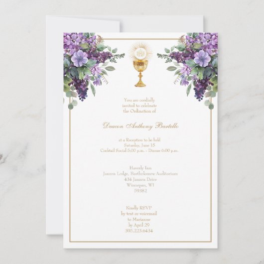 Deacon priester wijding receptie uitnodiging (Voorkant)