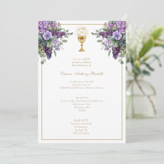 Deacon priester wijding receptie uitnodiging (Staand voorkant)