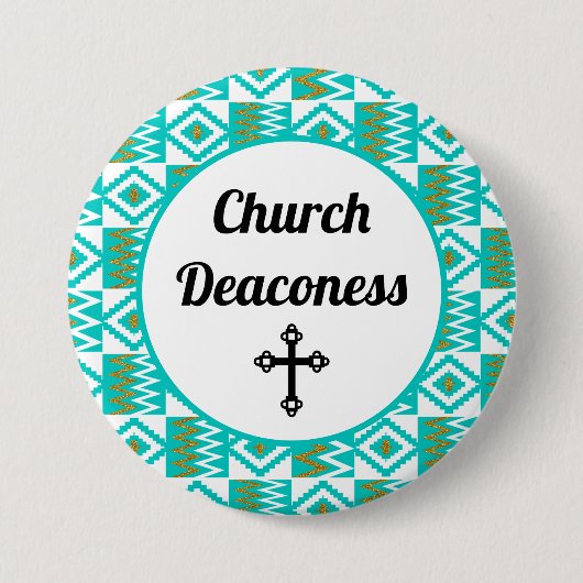Deaconess Aqua Blauwgroen Blue Kente Cloth Button  (Voorkant)