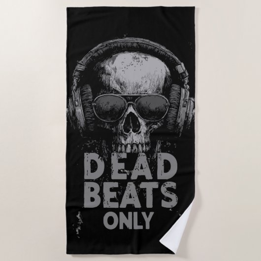 Dead Beats Only – Schedel met Koptelefoon Strandlaken (Voorkant)