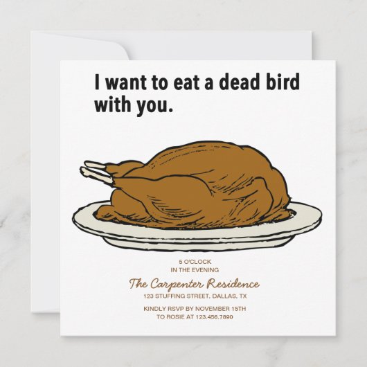 Dead Bird Thanksgiving Invitation Kaart (Voorkant)