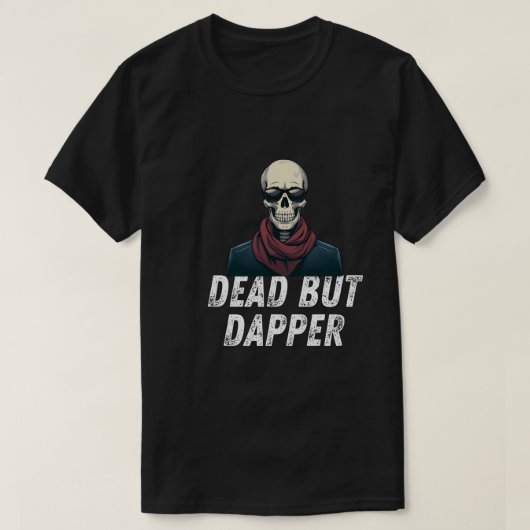 Dead But Dapper – Funny Elegant Skeleton Halloween T-shirt (Design voorkant)
