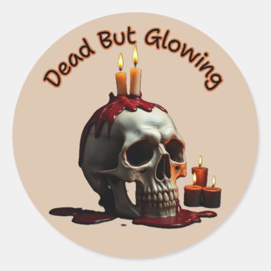 Dead But Glowing Round sticker–Día de los Muertos Ronde Sticker (Voorkant)