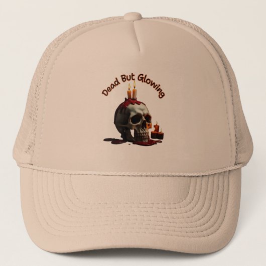 Dead But Glowing truckers Hat–Día de los Muertos Trucker Pet (Voorkant)
