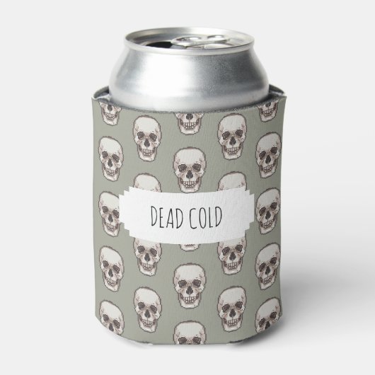 Dead Cold Gothic Spooky Skull Pattern Koelbox Blikjeskoeler (Blikje Voorkant)