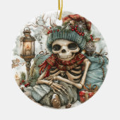 Dead Cozy - Winter Skeleton Vibes Keramisch Ornament (Voorkant)
