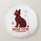 Dead Cute – Halloween Cat T-Shirt Rond Kussen (Achterkant)