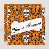 Dead Damask - Aangepaste Sugar Skull-uitnodiging Kaart (Voorkant / Achterkant)