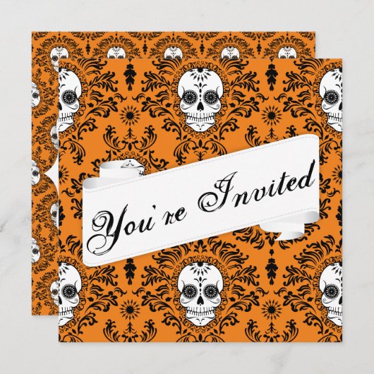 Dead Damask - Aangepaste Sugar Skull-uitnodiging Kaart (Voorkant / Achterkant)