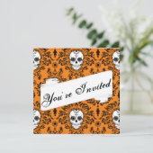 Dead Damask - Aangepaste Sugar Skull-uitnodiging Kaart (Staand voorkant)