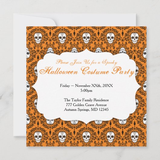 Dead Damask - Aangepaste Sugar Skull-uitnodiging Kaart (Achterkant)