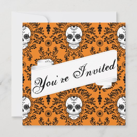 Dead Damask - Aangepaste Sugar Skull-uitnodiging Kaart (Voorkant)