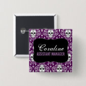 Dead Damask - Aangepaste Sugar Skulls Name Badge Vierkante Button 5,1 Cm (Voorkant /achterkant)