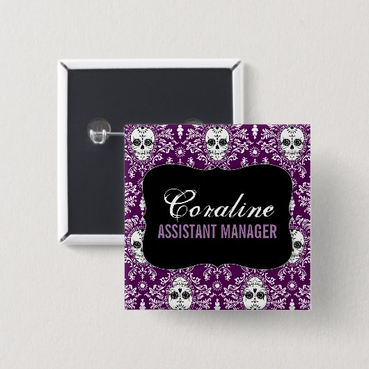 Dead Damask - Aangepaste Sugar Skulls Name Badge Vierkante Button 5,1 Cm (Voorkant /achterkant)