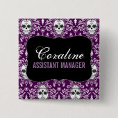 Dead Damask - Aangepaste Sugar Skulls Name Badge Vierkante Button 5,1 Cm (Voorkant)