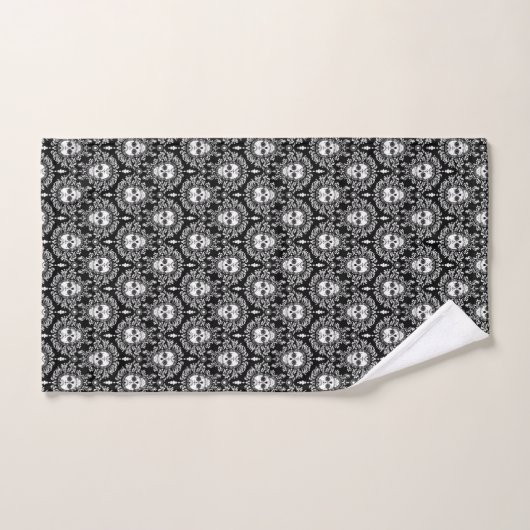 Dead Damask Black & White Sugar Skull Hand Towel Handdoek (Handdoek)