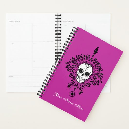Dead Damask Chic Sugar Skull Black op Paars Planner (Display)