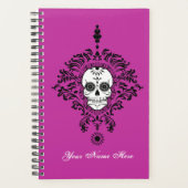 Dead Damask Chic Sugar Skull Black op Paars Planner (Voorkant)