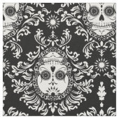 Dead Damask - Chic Sugar Skull Damask Patroon Stof (Close Up)