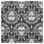 Dead Damask - Chic Sugar Skull Damask Patroon Stof (Swatch)