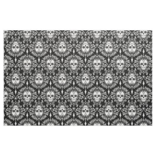 Dead Damask - Chic Sugar Skull Damask Patroon Stof (Fat Quarter)
