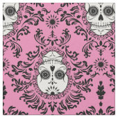 Dead Damask - Chic Sugar Skull Damask Patroon Stof (Close Up)