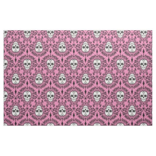 Dead Damask - Chic Sugar Skull Damask Patroon Stof (Fat Quarter)