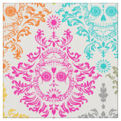 Dead Damask - Chic Sugar Skull Damask Patroon Stof (Close Up)