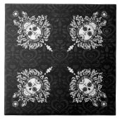 Dead Damask - Chic Sugar Skull Pattern Tile Tegeltje (Voorkant)