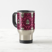 Dead Damask - Chic Sugar Skull Pattern Travel Mug Reisbeker (Voorkant links)