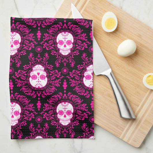 Dead Damask - Chic Sugar Skulls Kitchen Towel Theedoek (Quarter Fold)