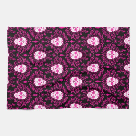 Dead Damask - Chic Sugar Skulls Kitchen Towel Theedoek (Horizontaal)