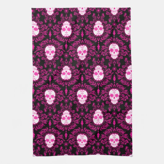 Dead Damask - Chic Sugar Skulls Kitchen Towel Theedoek (Verticaal)