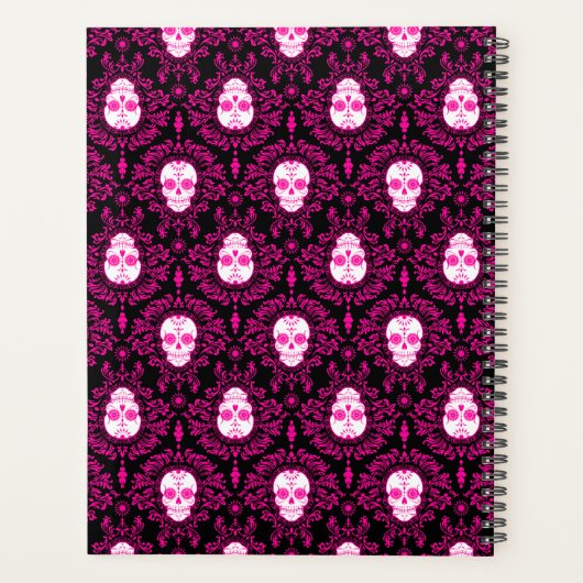 Dead Damask Chic Sugar Skulls Roze op Black Planner (Achterkant)