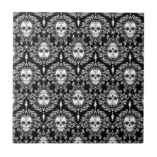 Dead Damask - Chic Sugar Skulls Tile Tegeltje (Voorkant)