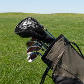 Dead Damask Chic White Sugar Skull Golf Hoesje Golfheadcover (Insitu)