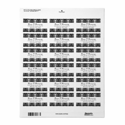 Dead Damask - Custom Sugar Skull Adresetiketten Etiket (Full Sheet)