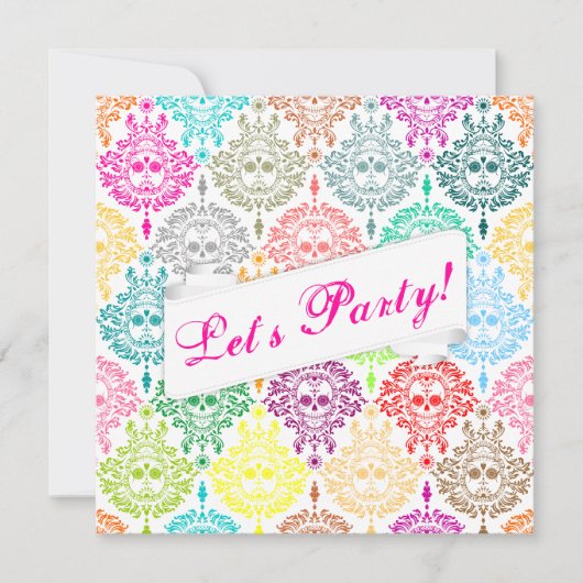Dead Damask Custom Sugar Skull Invitation Kaart (Voorkant)